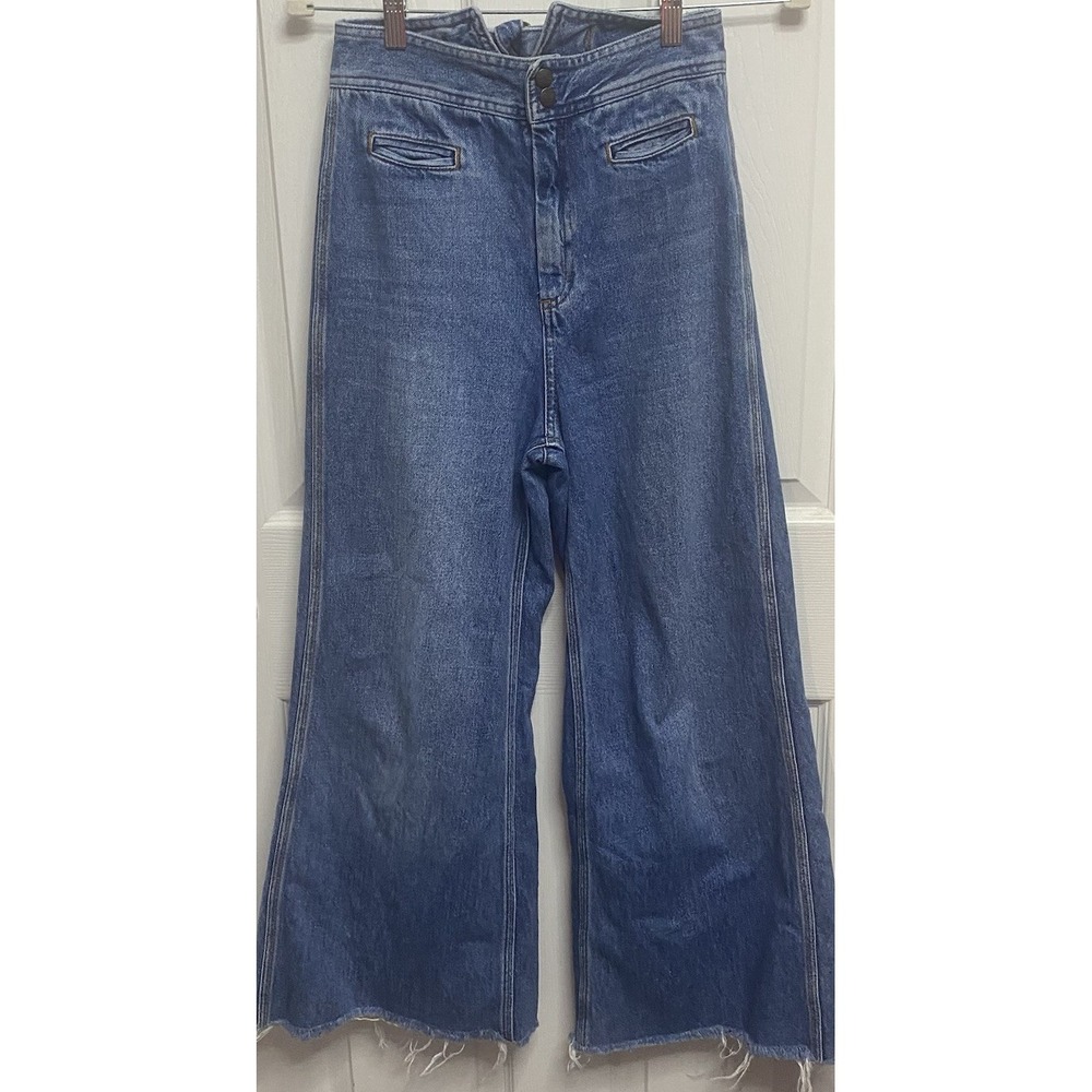 ASOS‎ Women's Super Wide Blue Denim High Rise Jeans actual 26" W-26" Inseam